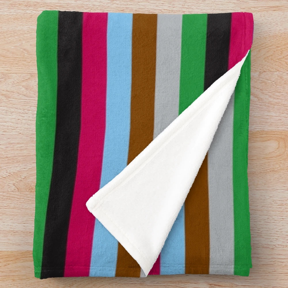 Striped plush blanket with harlequins rugby inspired pattern