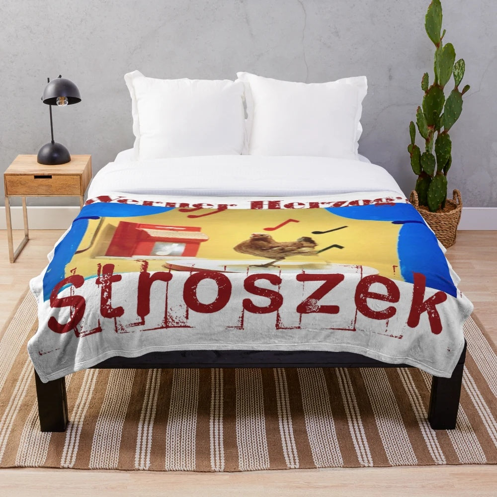 Stroszek-inspired plush blanket featuring iconic film stills and scenes