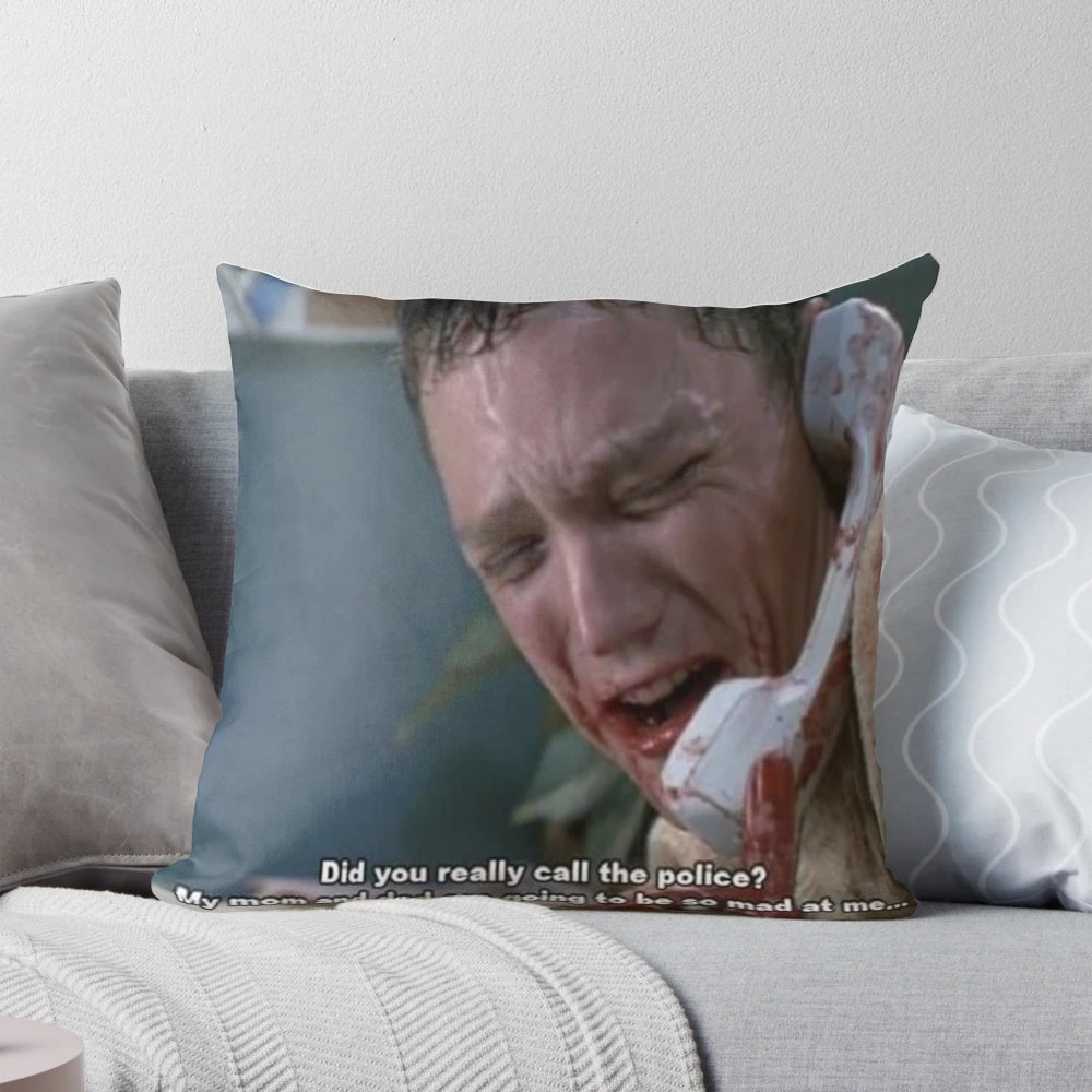 Stu Macher Scream movie-inspired decorative pillow with Ghostface design