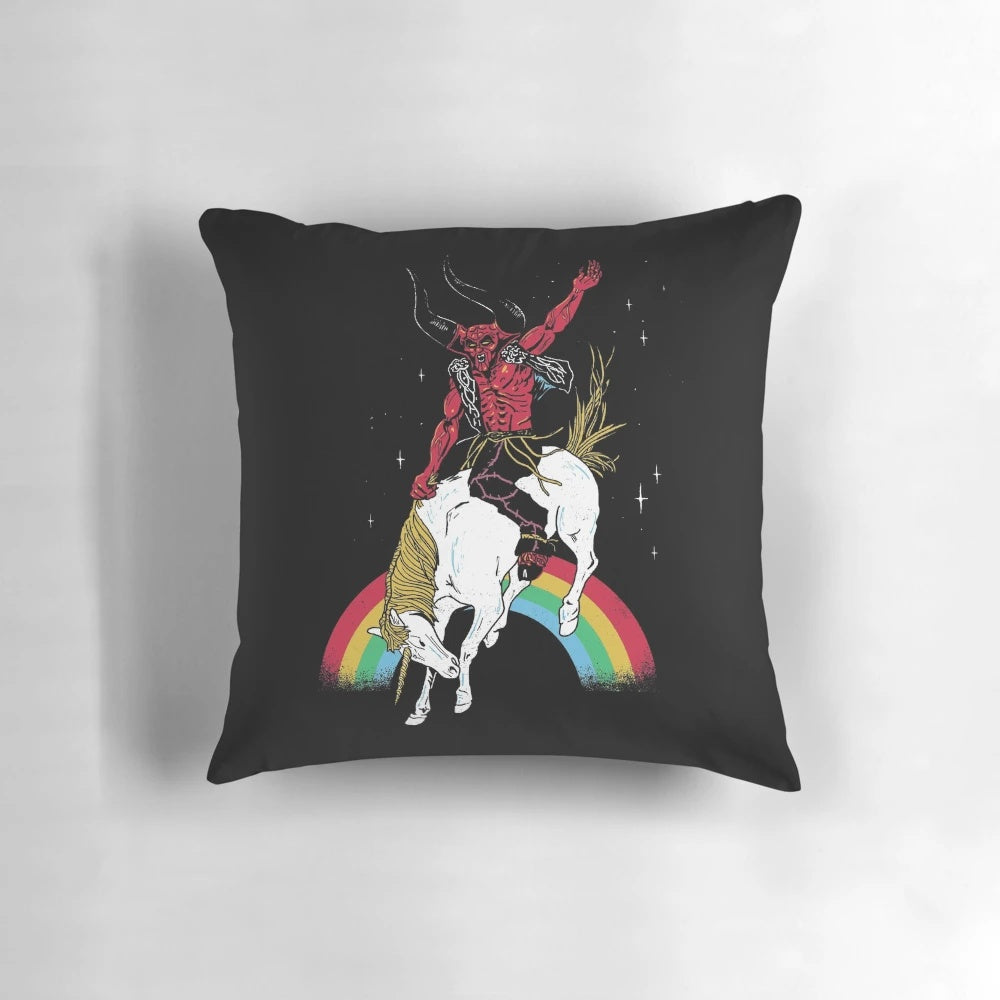 Stuff of Legends: Mystical pillow with fantasy imagery like unicorns, rainbows, and horns