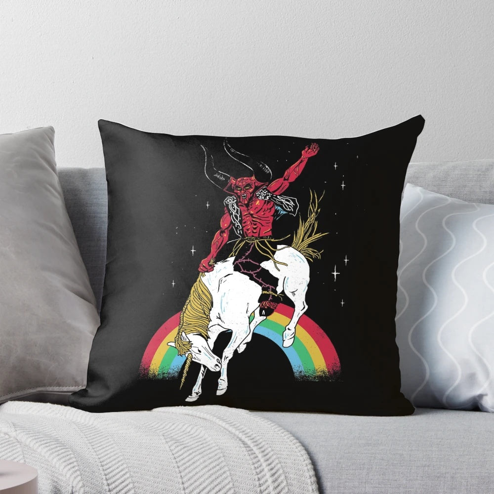 Stuff of Legends: Mystical pillow with fantasy imagery like unicorns, rainbows, and horns