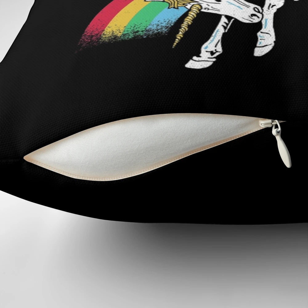 Stuff of Legends: Mystical pillow with fantasy imagery like unicorns, rainbows, and horns