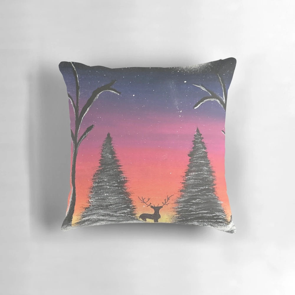 Vibrant abstract design on a high-quality canvas board pillow, perfect for modern living spaces.