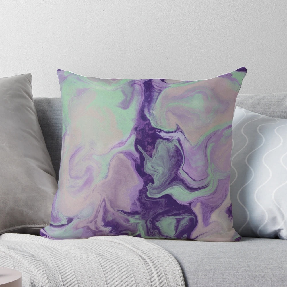 Vibrant abstract marble pattern pillow, perfect for adding a touch of modern style to any room.