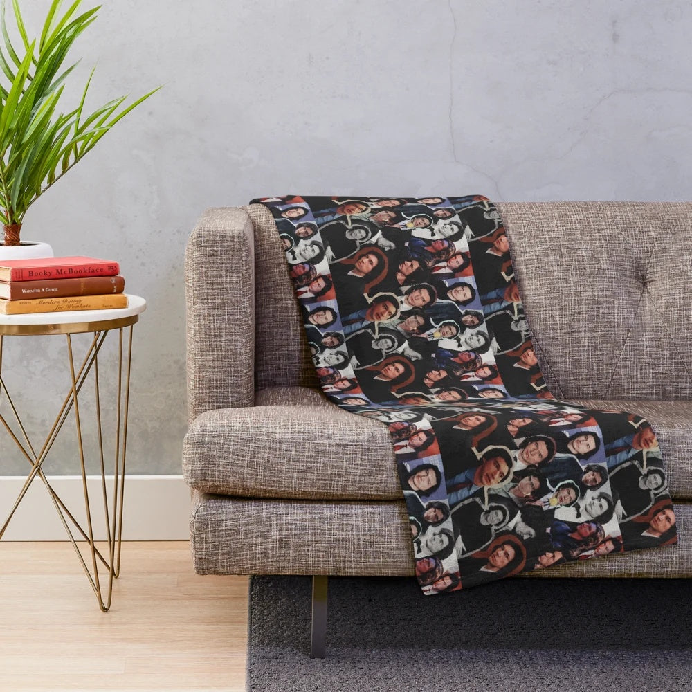 Plush blanket featuring a collage of actor Adam Driver