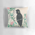 Colorful Australian black cockatoo bird perched on a branch, decorative throw pillow