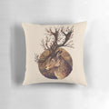 Detailed Autumn pillow design featuring a realistic deer portrait in a fantastical forest scene
