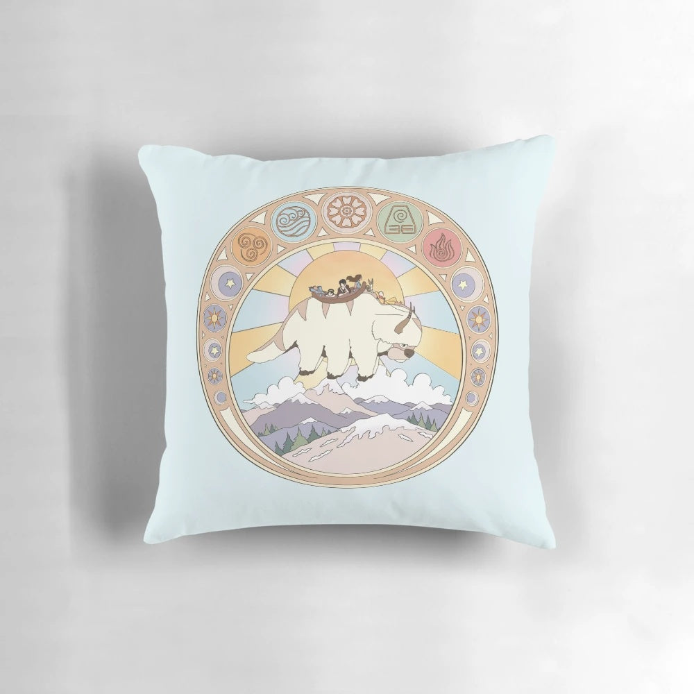 Vibrant pillow featuring the characters and elements from Avatar: The Last Airbender
