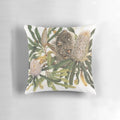 Decorative pillow featuring an illustration of the Banksia serrata, a native Australian wildflower.