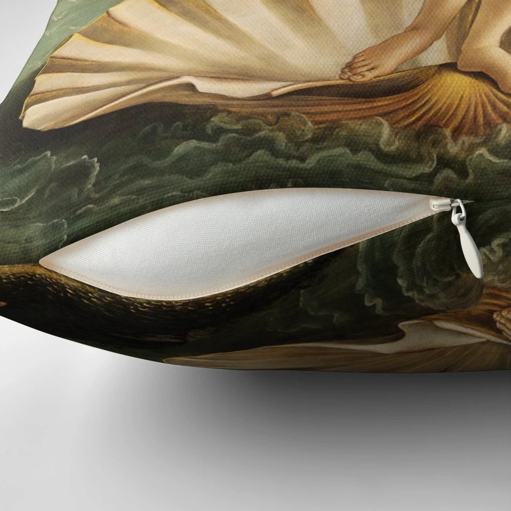 Decorative pillow featuring Sandro Botticelli's famous painting "The Birth of Venus