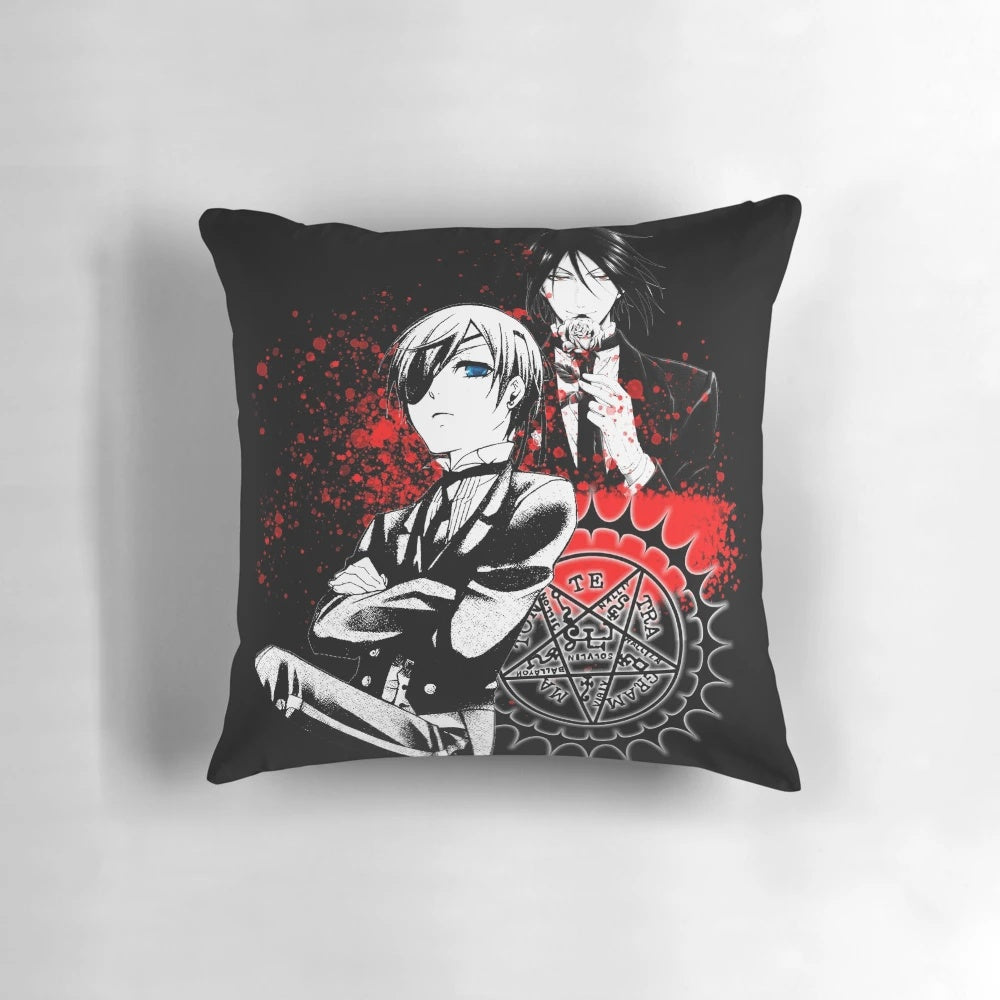 Black Butler, Kuroshitsuji trash polka themed anime pillow with Ciel Phantomhive and Sebastian