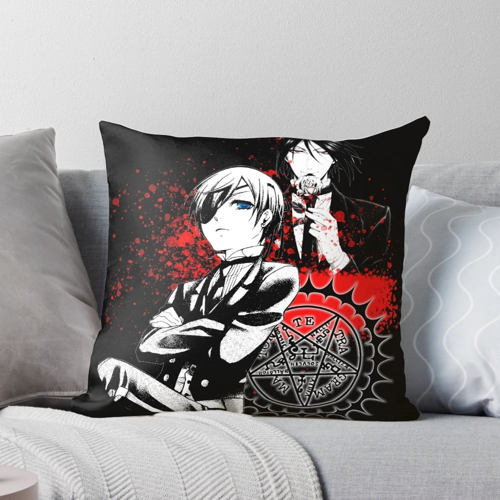 Black Butler, Kuroshitsuji trash polka themed anime pillow with Ciel Phantomhive and Sebastian