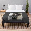 Black stallion plush blanket with a magnificent horse design