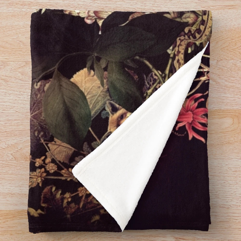 Bloom skull plush blanket featuring a vibrant floral design and sugar skull motif