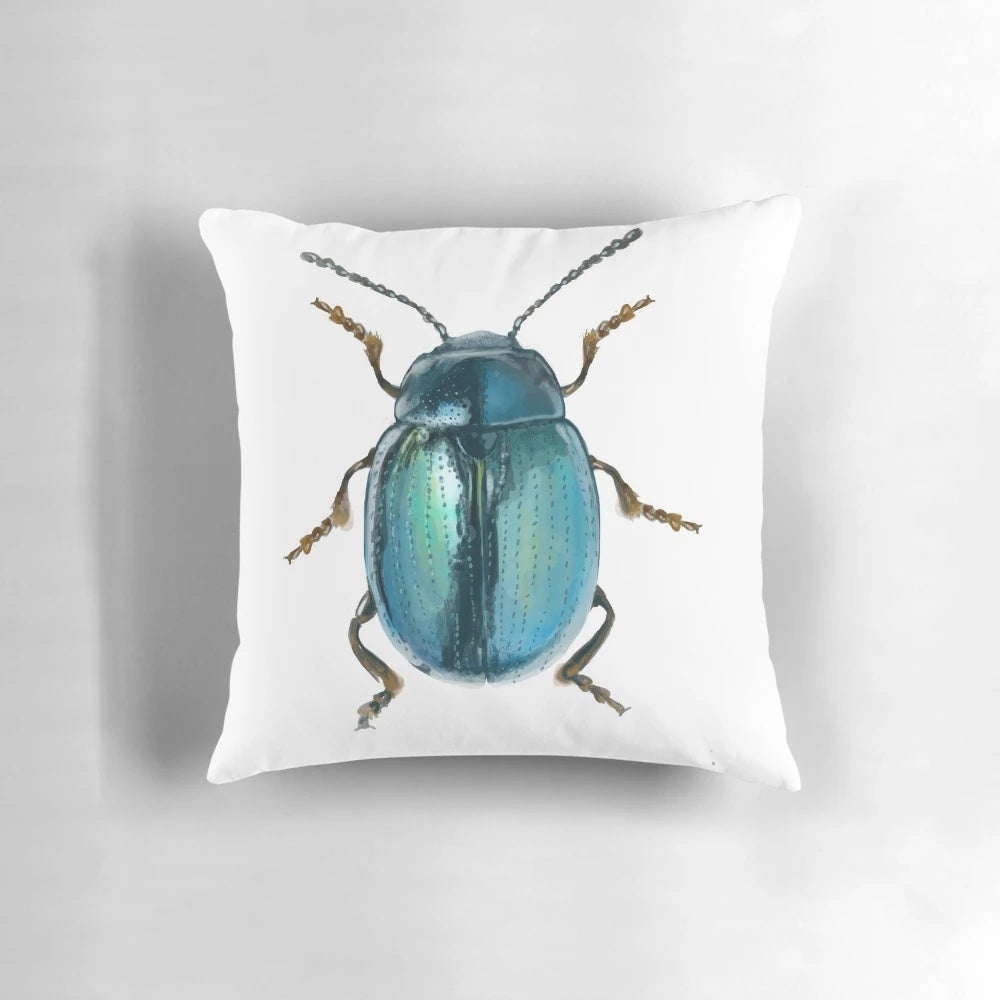 Blue beetle decorative throw pillow