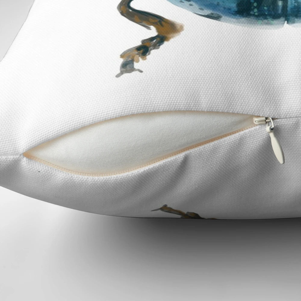 Blue beetle decorative throw pillow