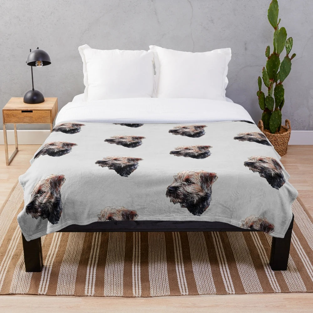 Plush border terrier themed blanket for dog lovers