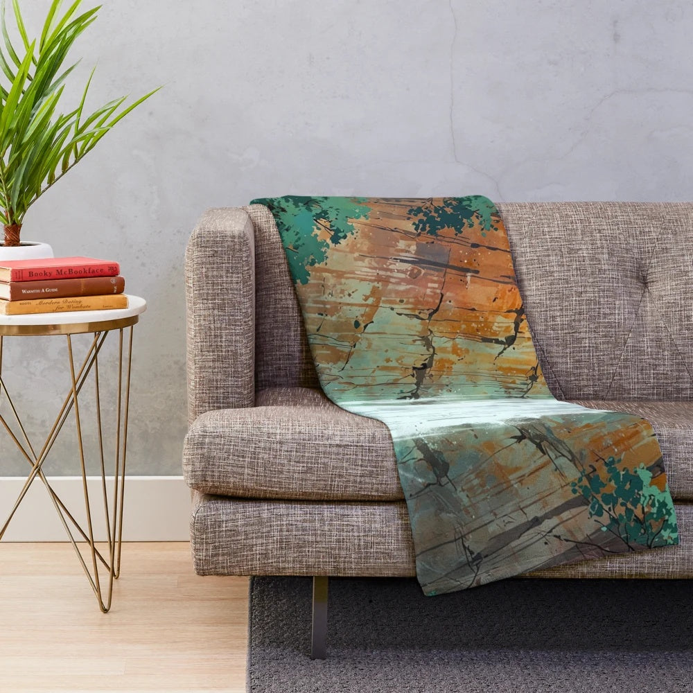 Bridal Veil Falls, Utah plush blanket featuring scenic landscape with mountains and waterfall