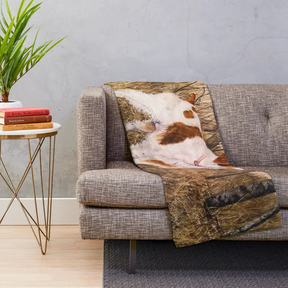 Brittany Spaniel plush blanket with original watercolor art