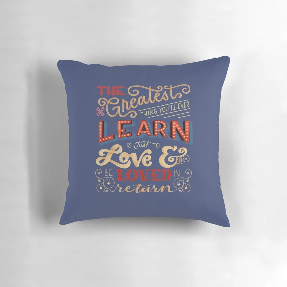 Breathtaking pillow featuring hand-lettered artwork inspired by the magic of Broadway musicals
