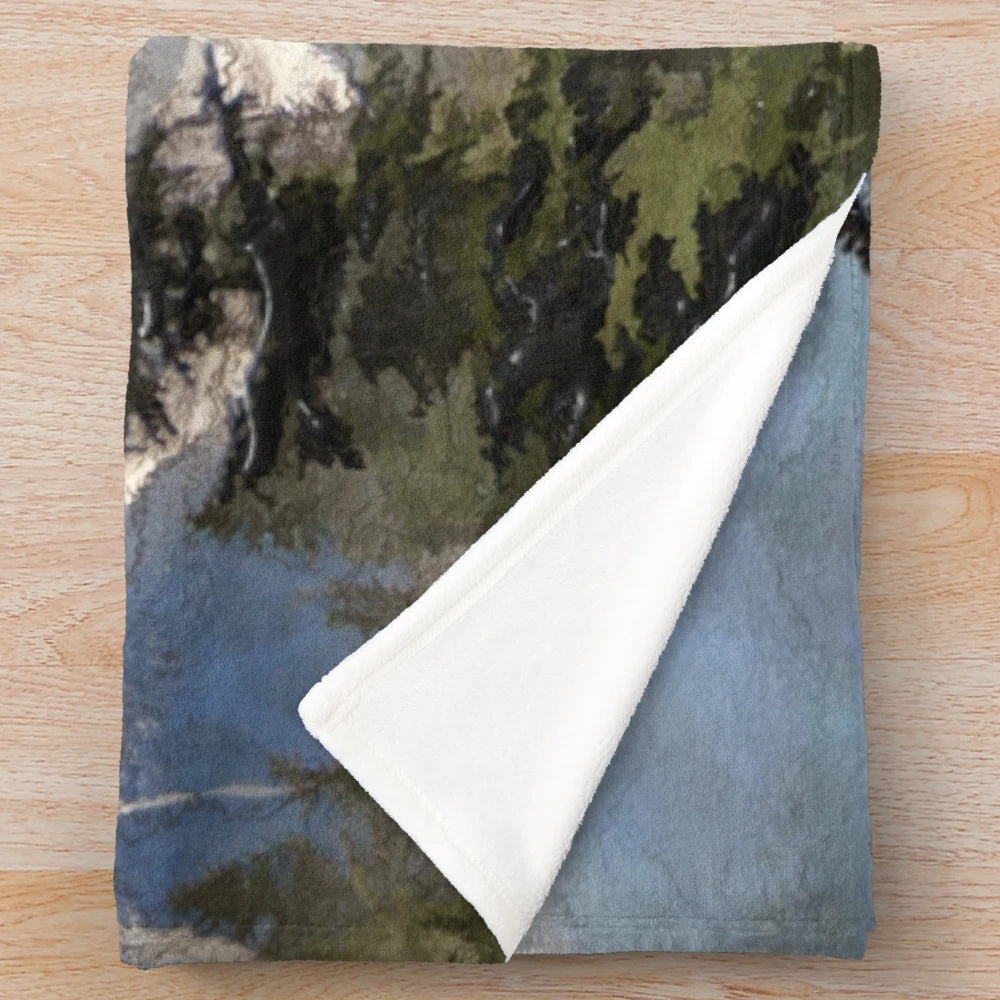 Plush blanket featuring a scenic view of the snow-capped peaks of the Canadian Rocky Mountains