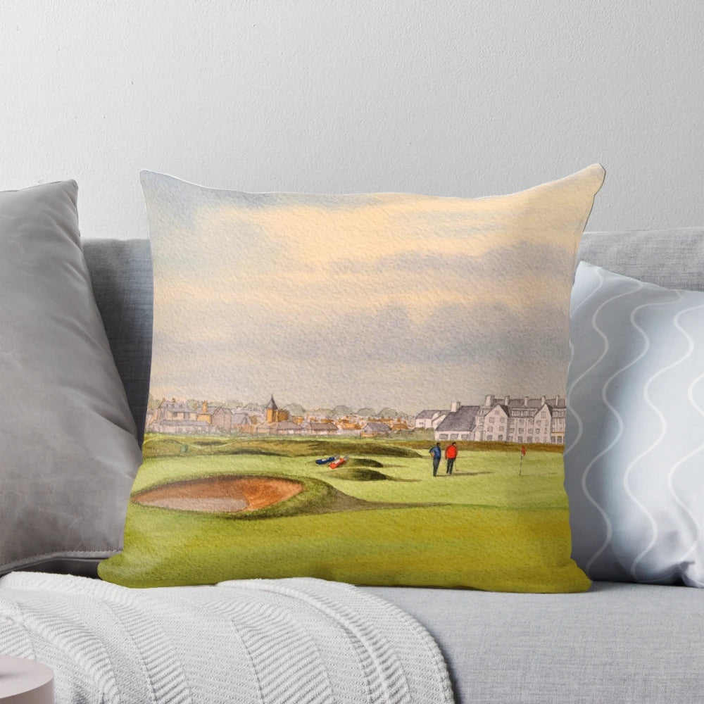 Carnoustie Golf Course Scotland Painting with Clubhouse