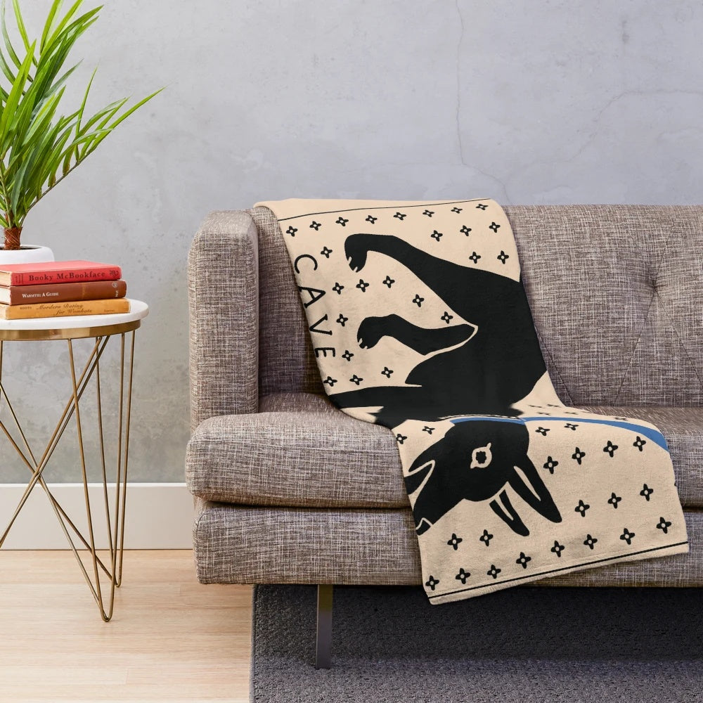 CAVE CANEM plush blanket featuring ancient Roman mosaic design