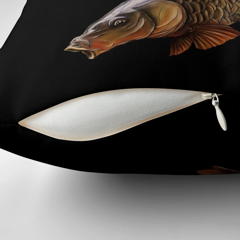 Detailed illustration of a fully scaled common carp on a comfortable pillow