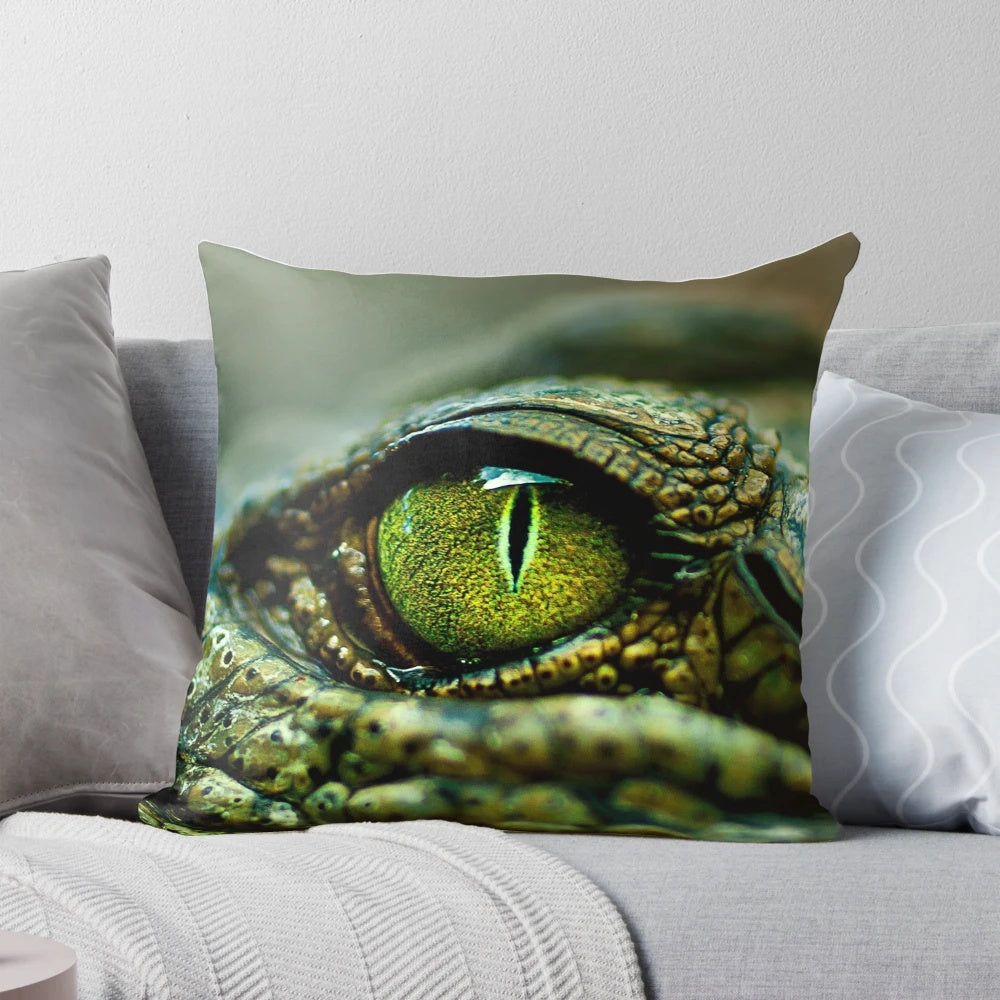Close-up, high-resolution photograph of a vibrant, colorful crocodile eye.