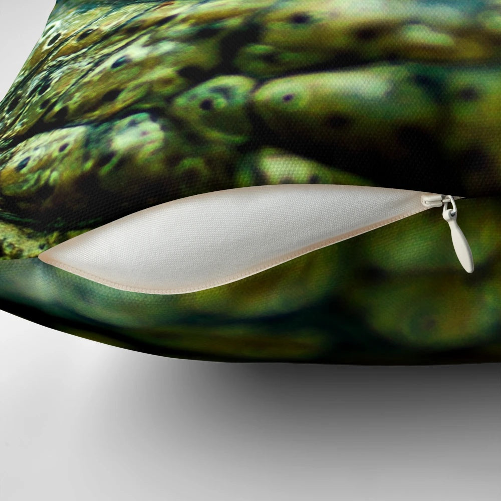 Close-up, high-resolution photograph of a vibrant, colorful crocodile eye.