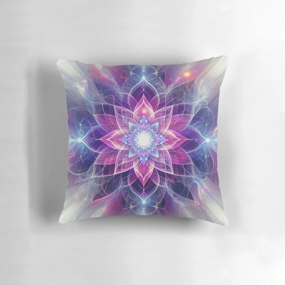Lush crystal flower design on a plush decorative pillow