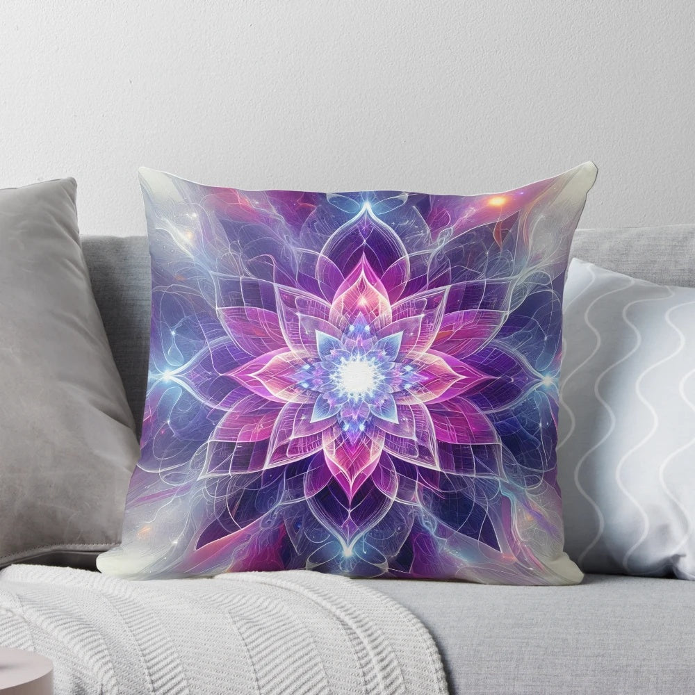 Lush crystal flower design on a plush decorative pillow