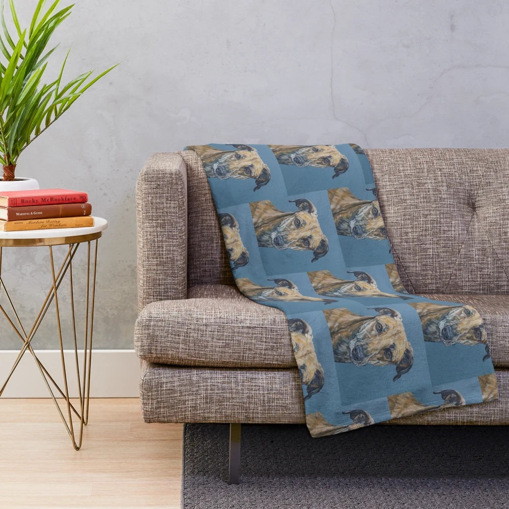 Plush blanket featuring a beautiful dog painting by award-winning UK artist