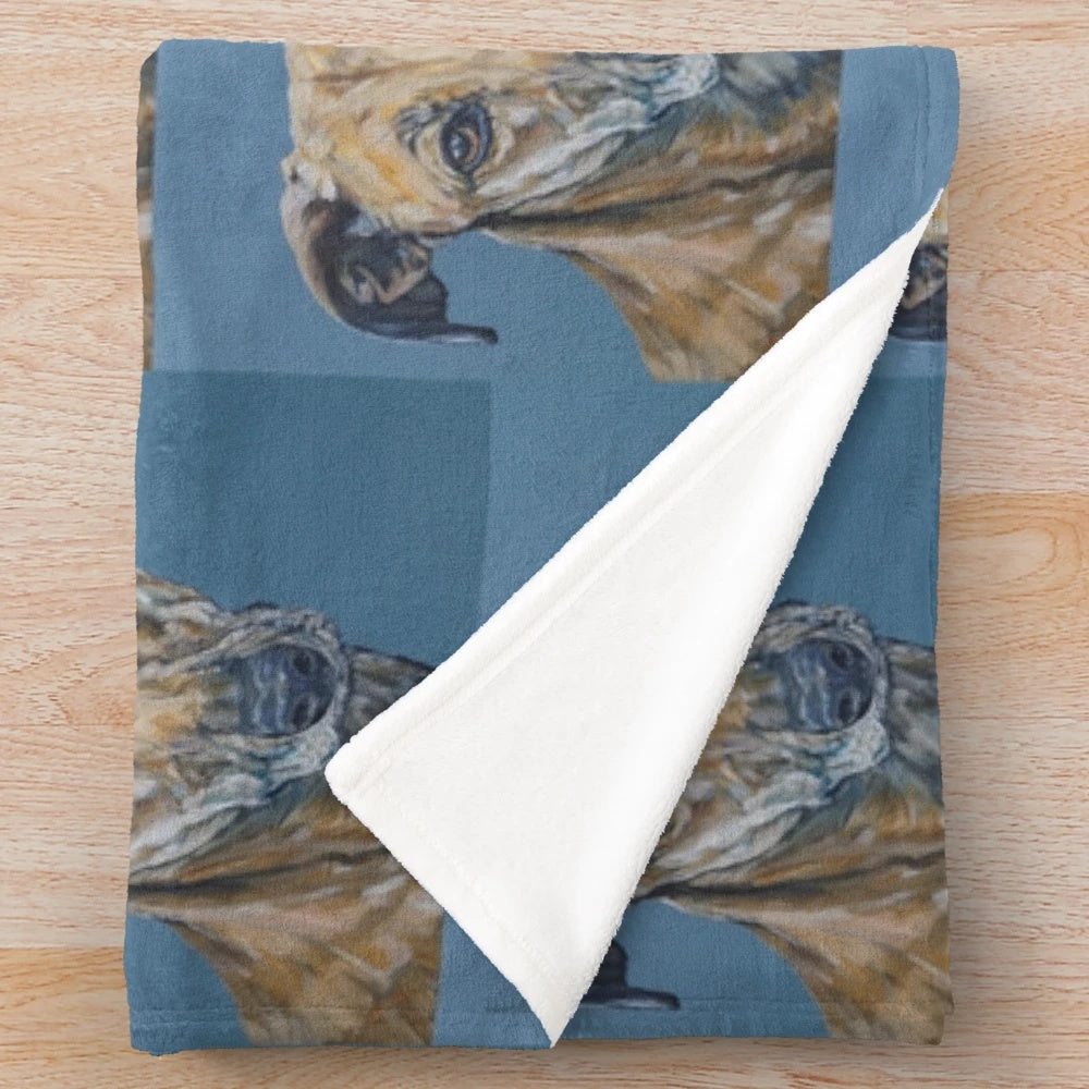 Plush blanket featuring a beautiful dog painting by award-winning UK artist