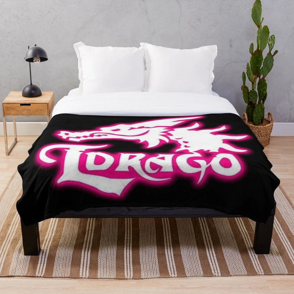 Dragon-themed plush blanket featuring Beyblade characters and designs