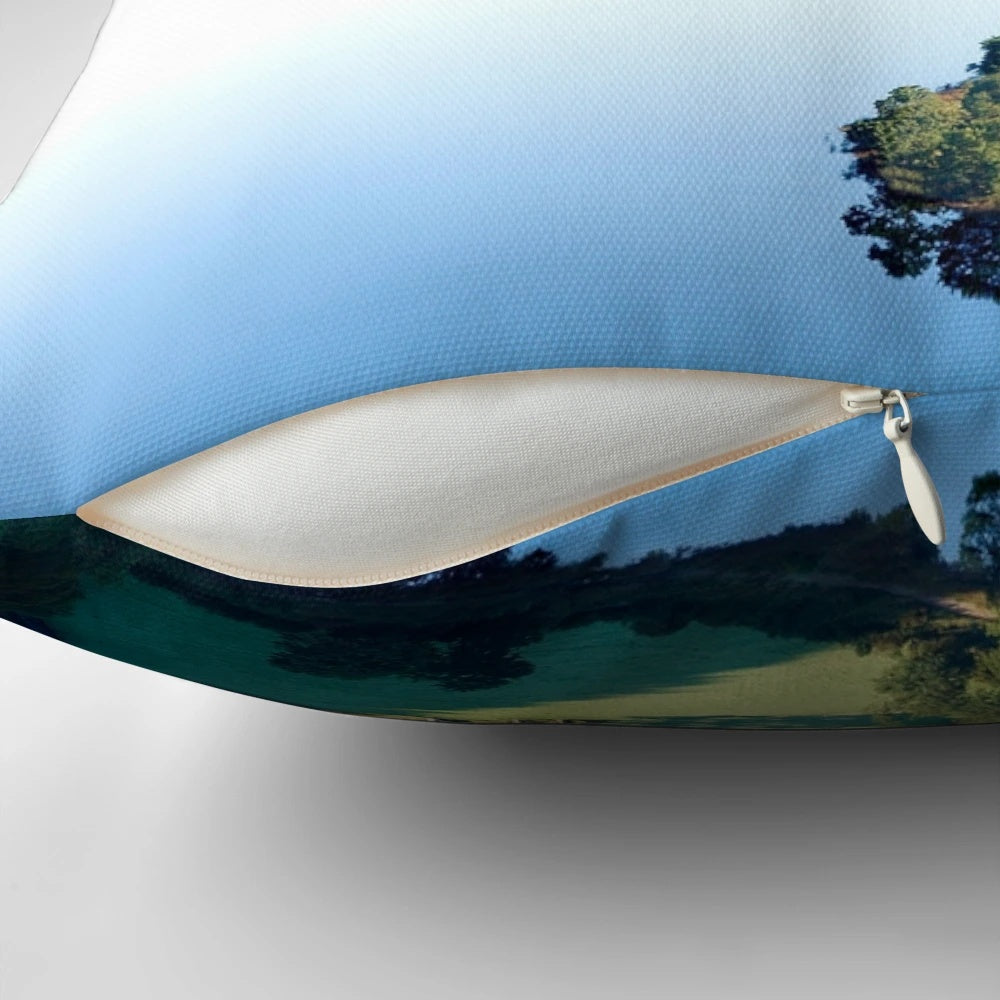 Pillow featuring a breathtaking landscape of Skiddaw mountain and Derwentwater in the English Lake District