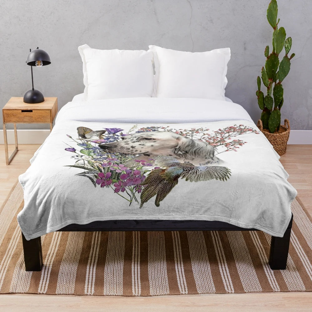 Plush blanket featuring a beautiful portrait of an English Setter dog