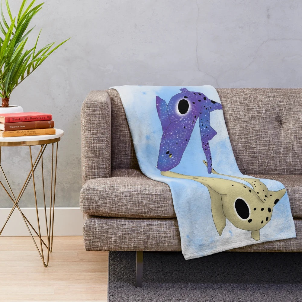Epaulette shark plush blanket with a galaxy design