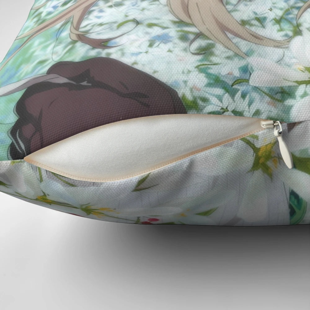 Soft and cozy floral Violet Evergarden anime-inspired pillow