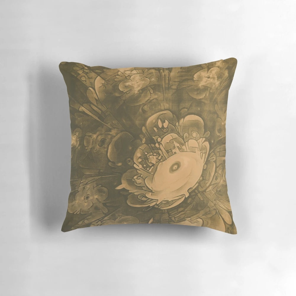 Beautiful fractal-patterned daisy flower in warm, earthy tones decorative throw pillow