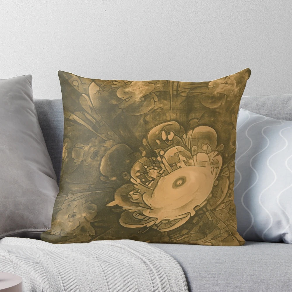 Beautiful fractal-patterned daisy flower in warm, earthy tones decorative throw pillow