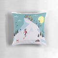 French Alps ski poster print featured on a soft, high-quality pillow