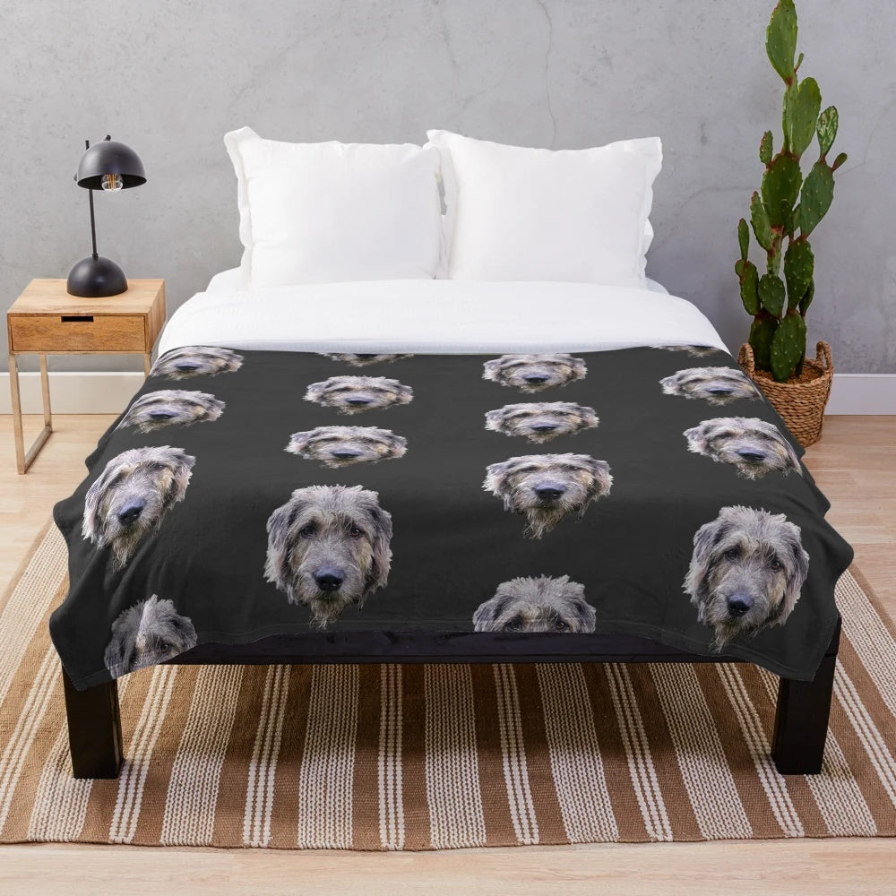 Irish Wolfhound dog art plush blanket