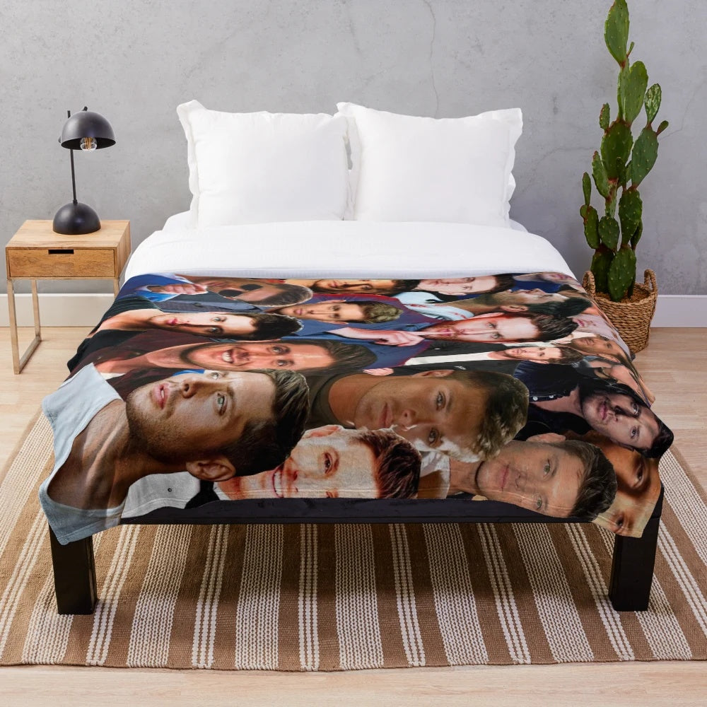 Jensen Ackles Photo Collage Plush Blanket featuring the Supernatural star