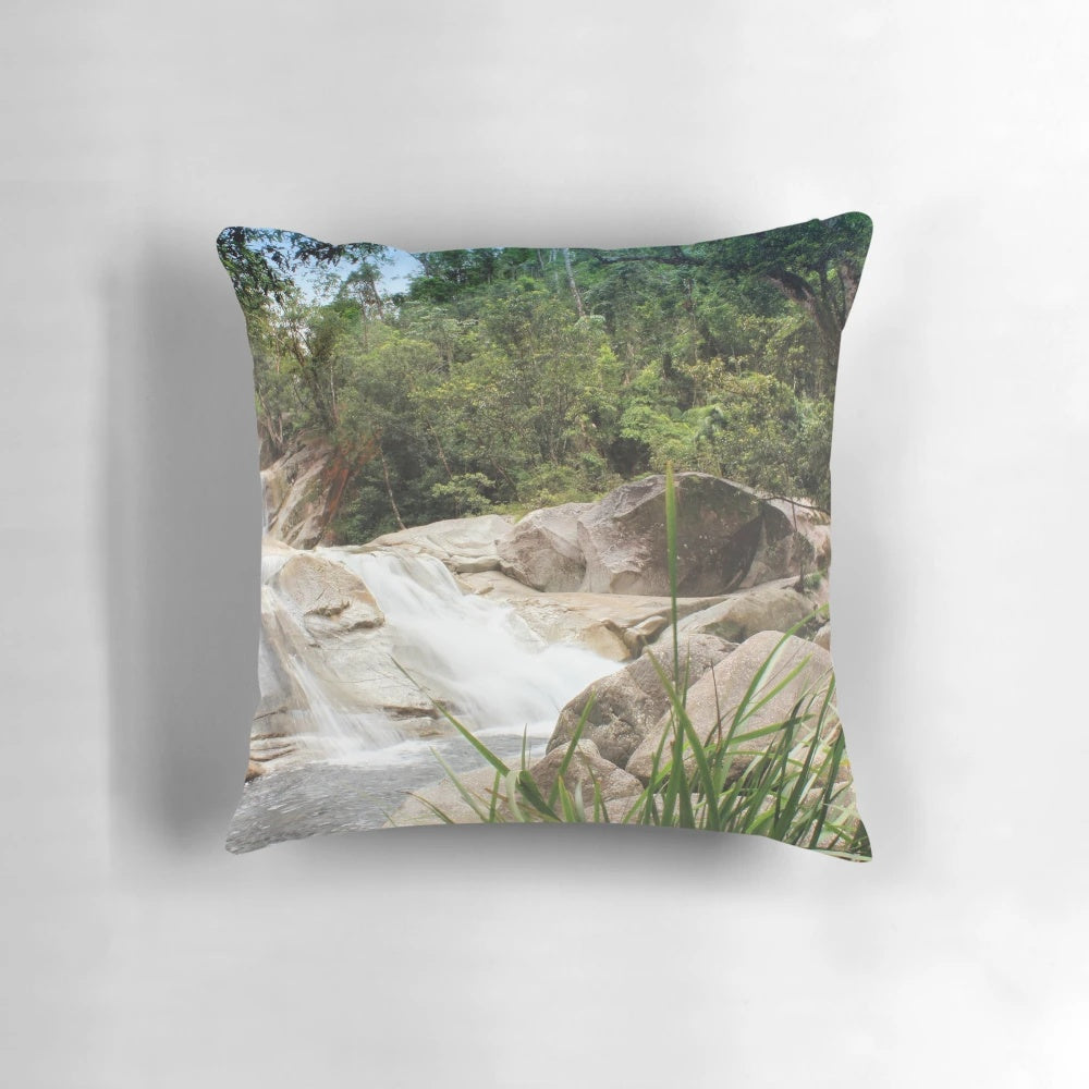 Pillow featuring the picturesque Josephine Falls waterfall in Queensland, Australia