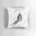 Vibrant and colorful Kaleidoscope Bowdown Pillow featuring a stylized greyhound, whippet, or lurcher design