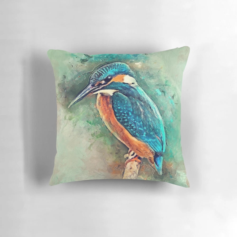 Vibrant image of a kingfisher bird perched on a branch, showcasing the bird's vivid blue and orange plumage.
