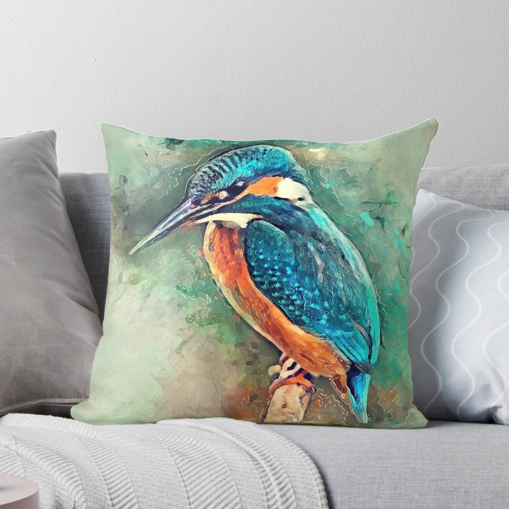 Vibrant image of a kingfisher bird perched on a branch, showcasing the bird's vivid blue and orange plumage.