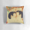 Klimt-inspired "Three Ages of Woman" digital painting pillow featuring a mother and child in a modern, abstract style.