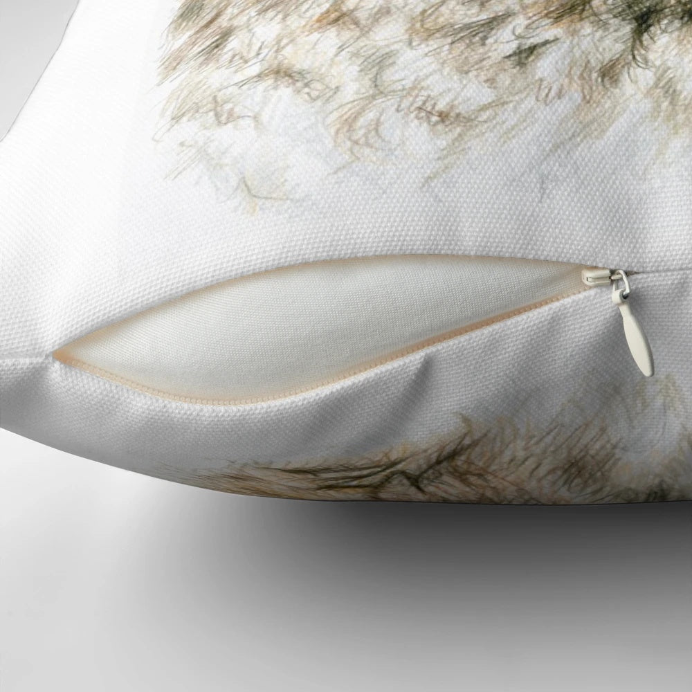 Closeup portrait of a captivating lynx (Lynx lynx), also known as the Eurasian lynx or the luchs, showcased on a high-quality pillow design.